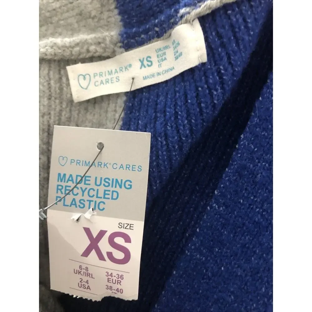 Primark Caress Women Two Toned Slouchy Sweater Cardigan XS Long Sleeve 3 Button - Picture 8 of 13